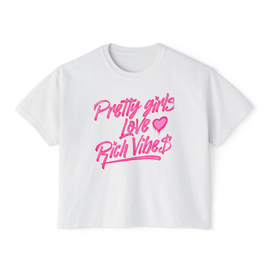 WHITE PRTTY GIRL LUV RICH VIBES OVERSIZED SHIRTS 💕