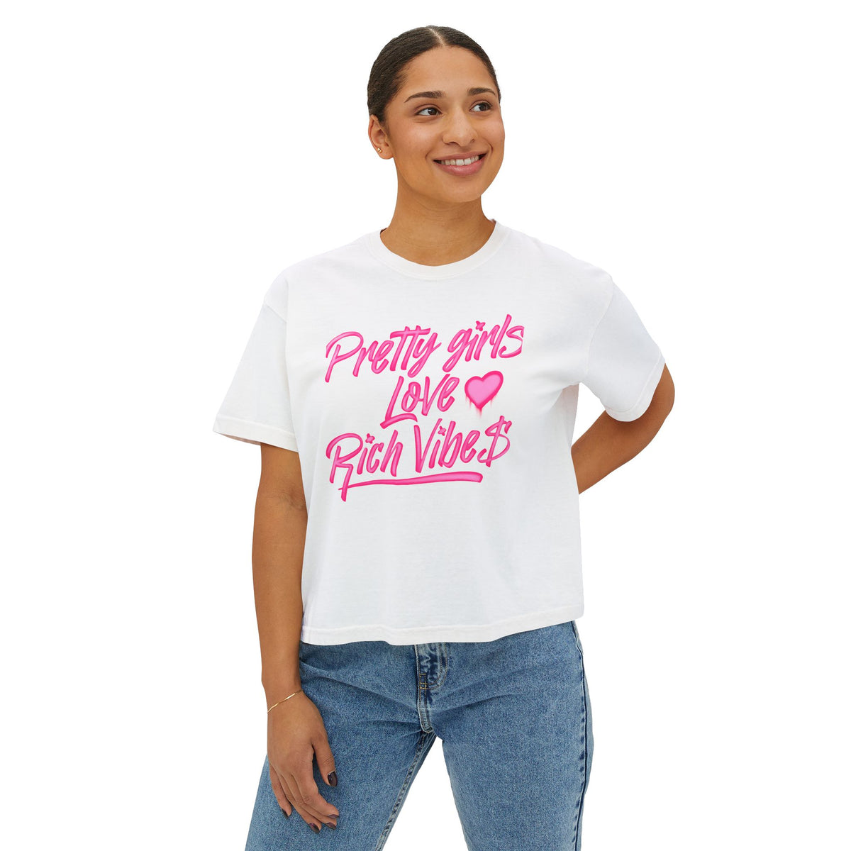 WHITE PRTTY GIRL LUV RICH VIBES OVERSIZED SHIRTS 💕